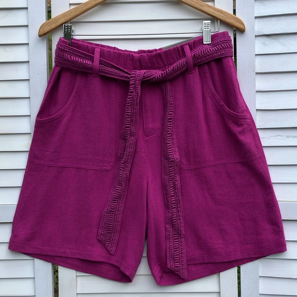 Soft Surroundings Summer Breeze Soft Linen Blend Shorts Fuchsia NWT